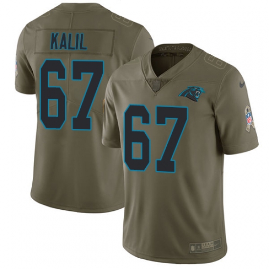 Men's Nike Carolina Panthers #67 Ryan Kalil Limited Olive 2017 Salute to Service NFL Jersey - Ujersey