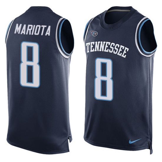 Men's Nike Tennessee Titans #8 Marcus Mariota Limited Navy Blue Player Name & Number Tank Top NFL Jersey - Ujersey