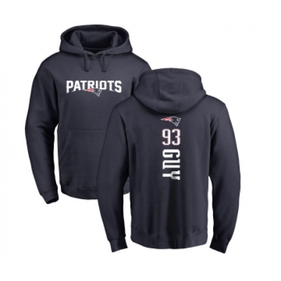 Football New England Patriots #93 Lawrence Guy Navy Blue Backer Pullover Hoodie - Ujersey