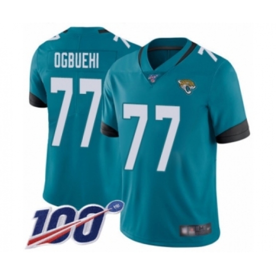 Men's Jacksonville Jaguars #77 Cedric Ogbuehi Teal Green Alternate Vapor Untouchable Limited Player 100th Season Football Jersey - Ujersey