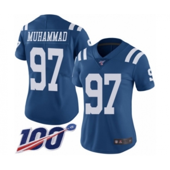 Women's Indianapolis Colts #97 Al-Quadin Muhammad Limited Royal Blue Rush Vapor Untouchable 100th Season Football Jersey - Ujersey