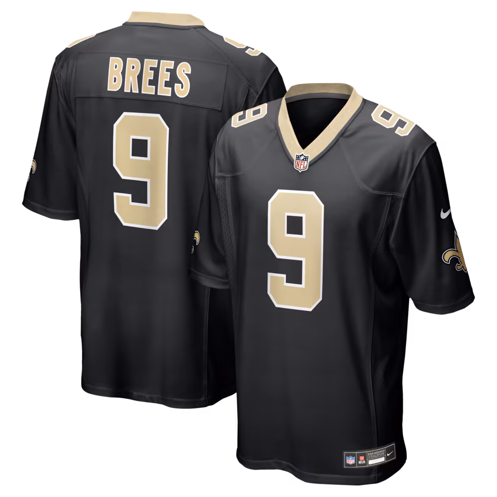 Men's New Orleans Saints Drew Brees Nike Black Team Game Jersey - U-jersey