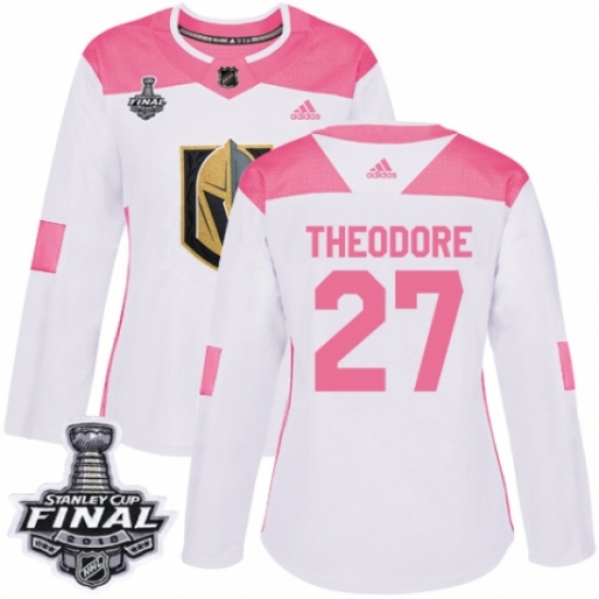 Women's Adidas Vegas Golden Knights #27 Shea Theodore Authentic White/Pink Fashion 2018 Stanley Cup Final NHL Jersey - Ujersey