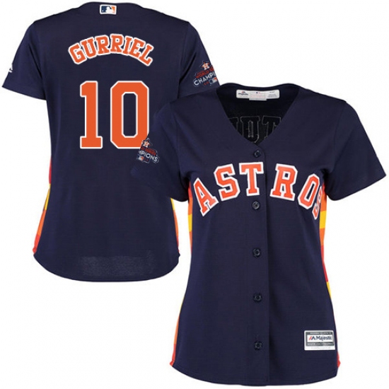 Women's Majestic Houston Astros #10 Yuli Gurriel Authentic Navy Blue Alternate 2017 World Series Champions Cool Base MLB Jersey