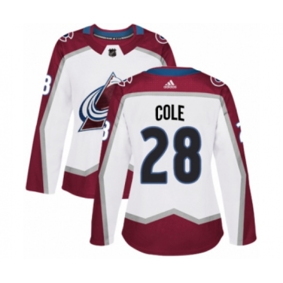 Women's Adidas Colorado Avalanche #28 Ian Cole Authentic White Away NHL Jersey - Ujersey