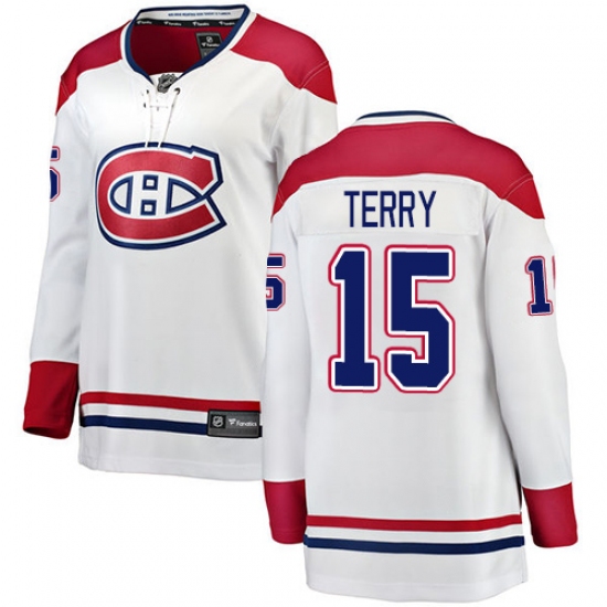 Women's Montreal Canadiens #15 Chris Terry Authentic White Away Fanatics Branded Breakaway NHL Jersey - Ujersey