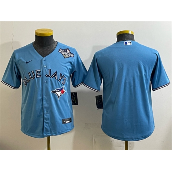 Youth Toronto Blue Jays Blank Blue 2025 World Series Cool Base Stitched Baseball Jersey - Ujersey