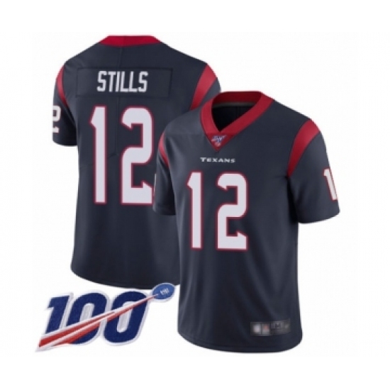 Men's Houston Texans #12 Kenny Stills Navy Blue Team Color Vapor Untouchable Limited Player 100th Season Football Jersey - Ujersey