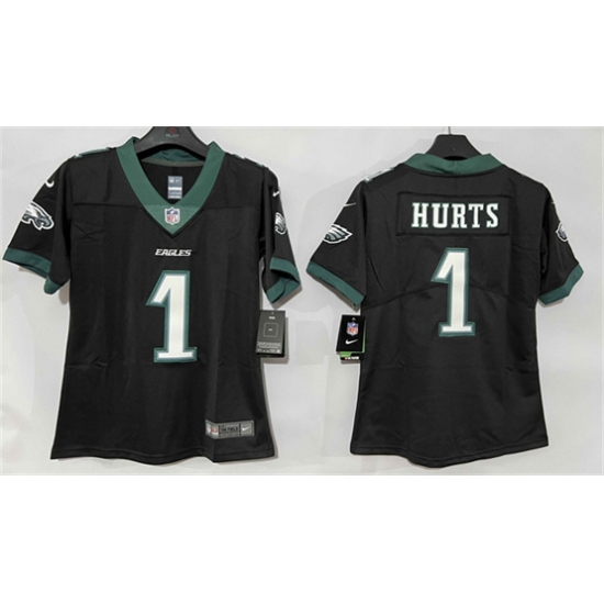 Women's Philadelphia Eagles #1 Jalen Hurts Black New Vapor Untouchable Limited Football Stitched Jersey(Run Small) - Ujersey