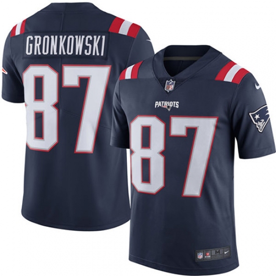 Youth Nike New England Patriots #87 Rob Gronkowski Limited Navy Blue Rush Vapor Untouchable NFL Jersey - Ujersey