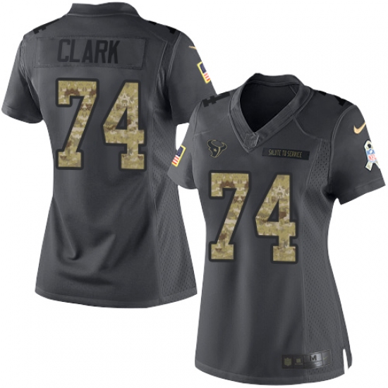Women's Nike Houston Texans #74 Chris Clark Limited Black 2016 Salute to Service NFL Jersey - Ujersey