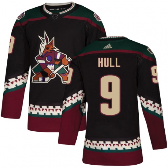 Men's Adidas Arizona Coyotes #9 Bobby Hull Premier Black Alternate NHL Jersey - Ujersey