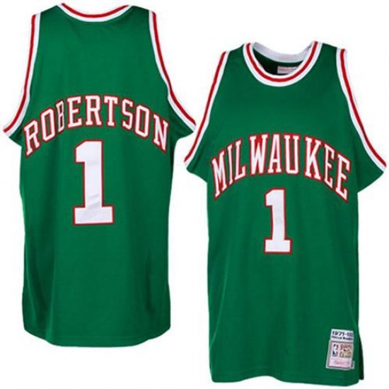 Men's Adidas Milwaukee Bucks #1 Oscar Robertson Swingman Green Throwback NBA Jersey - Ujersey