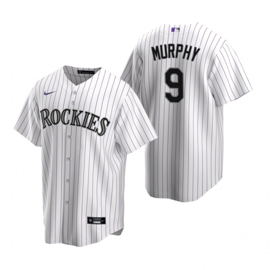 Men's Nike Colorado Rockies #9 Daniel Murphy White Home Stitched Baseball Jersey - Ujersey
