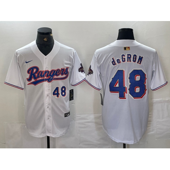 Men's Texas Rangers #48 Jacob deGrom Number White 2024 Gold Collection Limited Cool Base Jersey - Ujersey