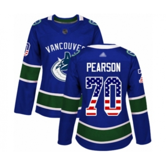 Women's Vancouver Canucks #70 Tanner Pearson Authentic Blue USA Flag Fashion Hockey Jersey - Ujersey