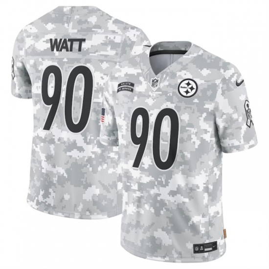 Youth Pittsburgh Steelers #90 T J Watt 2024 F U S E Arctic Camo Salute To Service Limited Stitched Football Jersey - Ujersey