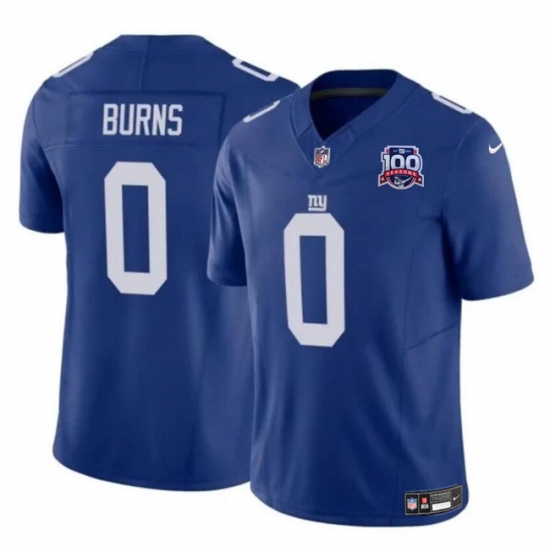 Men's New York Giants #0 Brian Burns Blue 2024 F.U.S.E. 100TH Season Vapor Untouchable Limited Stitched Jersey - Ujersey
