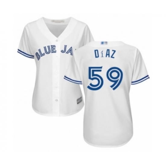 Women's Toronto Blue Jays #59 Yennsy Diaz Authentic White Home Baseball Player Jersey