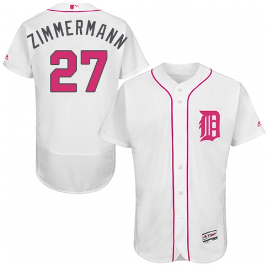 Men's Majestic Detroit Tigers #27 Jordan Zimmermann Authentic White 2016 Mother's Day Fashion Flex Base MLB Jersey - Ujersey