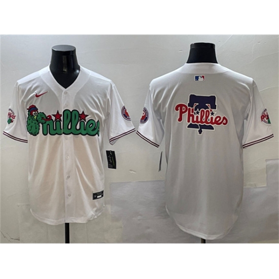 Mens Philadelphia Phillies Team Big Logo White Phanatic Limited Stitched Jersey - Ujersey