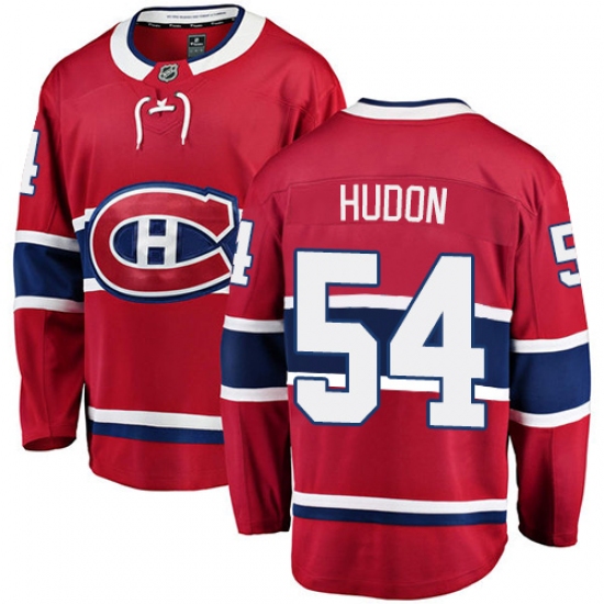 Men's Montreal Canadiens #54 Charles Hudon Authentic Red Home Fanatics Branded Breakaway NHL Jersey - Ujersey