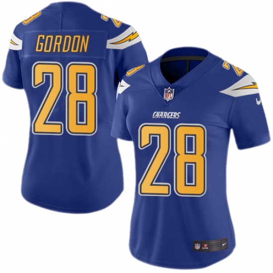 Women's Nike Los Angeles Chargers #28 Melvin Gordon Limited Electric Blue Rush Vapor Untouchable NFL Jersey - Ujersey