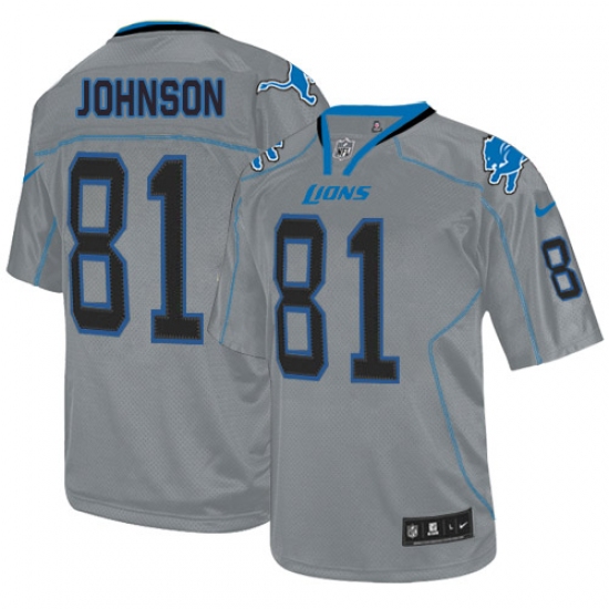 Men's Nike Detroit Lions #81 Calvin Johnson Elite Lights Out Grey NFL Jersey - Ujersey