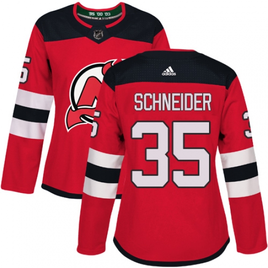 Women's Adidas New Jersey Devils #35 Cory Schneider Authentic Red Home NHL Jersey - Ujersey