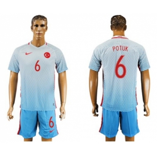 Turkey #6 Potuk Away Soccer Country Jersey