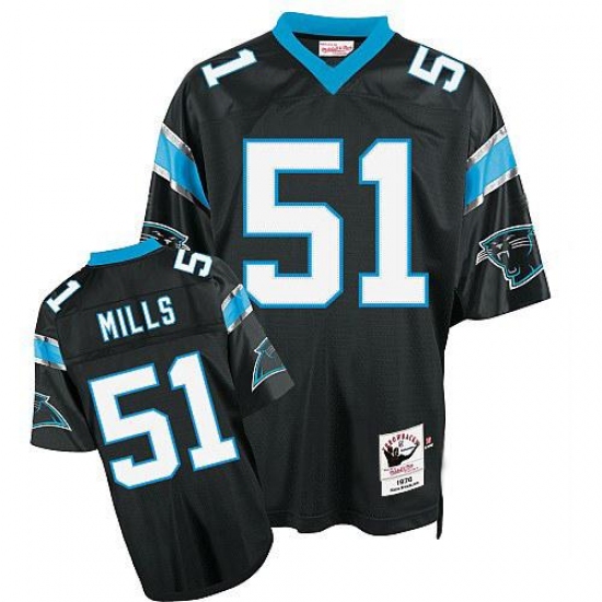 Mitchell And Ness Carolina Panthers #51 Sam Mills Black Authentic Throwback NFL Jersey - Ujersey