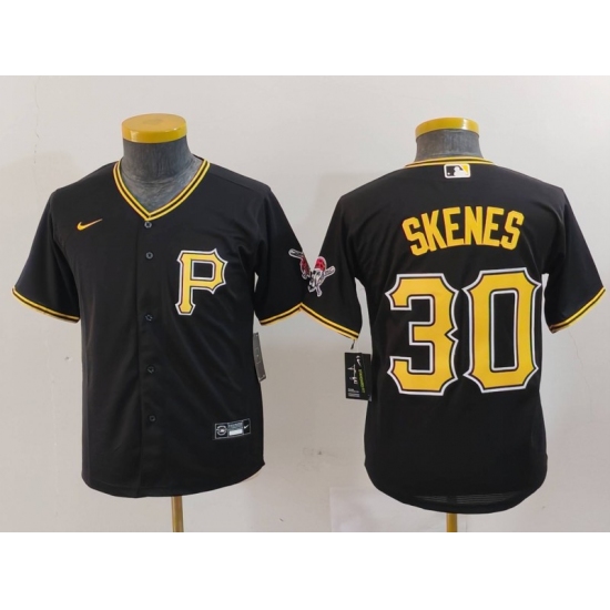 Youth Pittsburgh Pirates #30 Paul Skenes Black Stitched Cool Base Nike Jersey - Ujersey