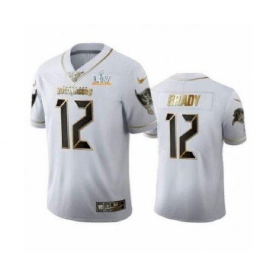 Youth Tampa Bay Buccaneers #12 White Golden Jersey 2021 Super Bowl LV - Ujersey