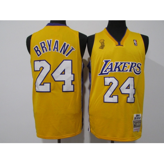 Men's Los Angeles Lakers #24 Kobe Bryant Yellow Stanley Cup Champions Jersey - Ujersey