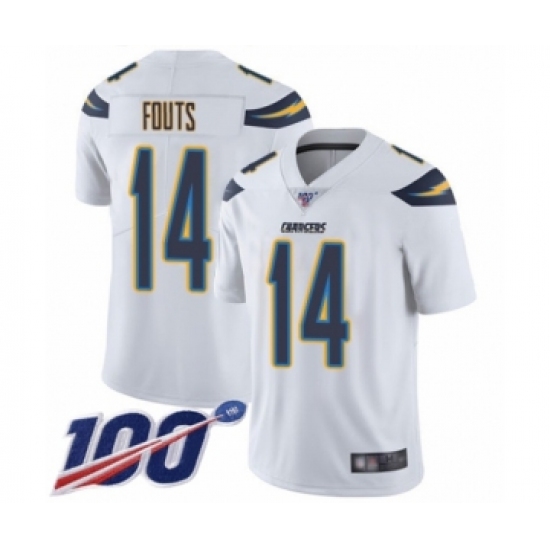 Men's Los Angeles Chargers #14 Dan Fouts White Vapor Untouchable Limited Player 100th Season Football Jersey - Ujersey