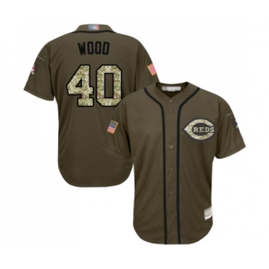 Men's Cincinnati Reds #40 Alex Wood Authentic Green Salute to Service Baseball Jersey - Ujersey
