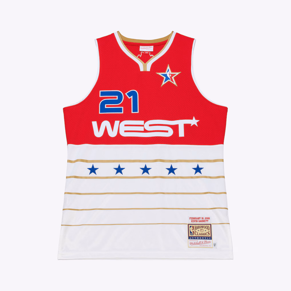 Men's 2006 NBA All-Star Game Kevin Garnett Mitchell & Ness Red/White Authentic Jersey