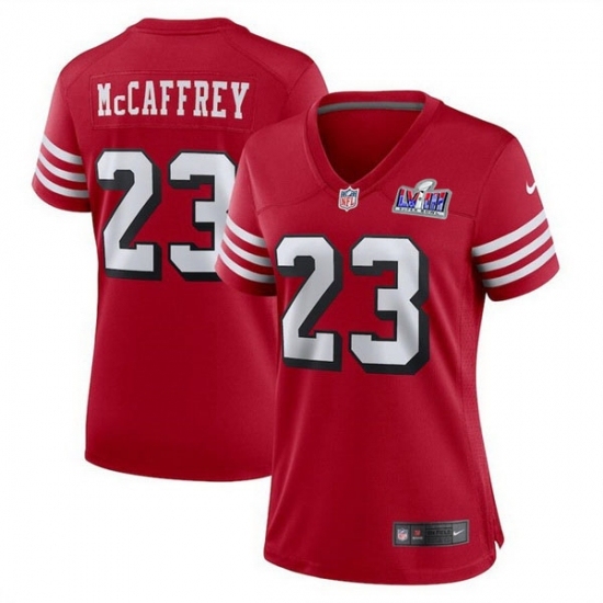 Women's San Francisco 49ers #23 Christian McCaffrey New Red 2023 F U S E Vapor Untouchable Limited Stitched Football 2024 Super Bowl LVIII Jersey - Ujersey