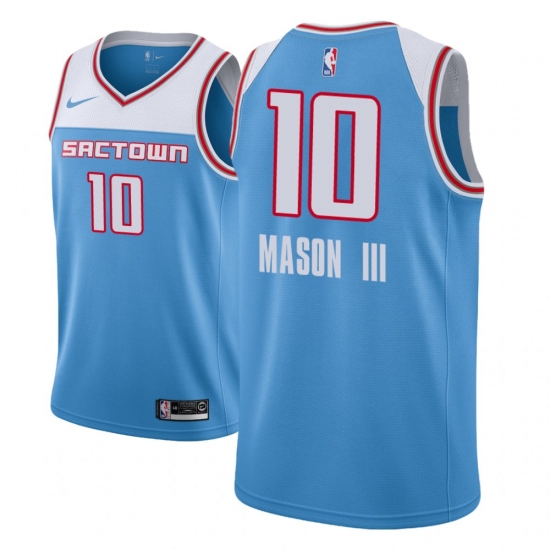 Men NBA 2018-19 Sacramento Kings #10 Frank Mason III City Edition Blue Jersey - Ujersey