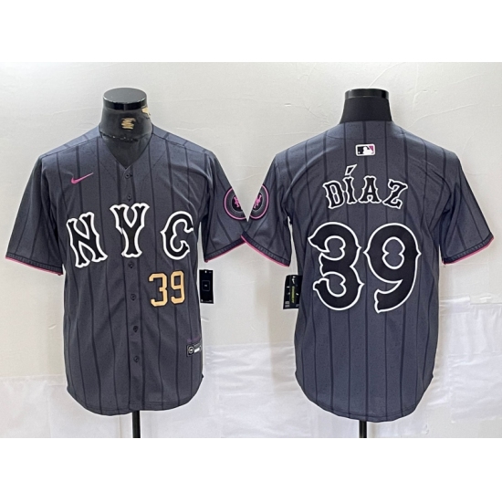 Men's New York Mets #39 Edwin Diaz Gray 2024 City Connect Cool Base Jersey - ujerseystore
