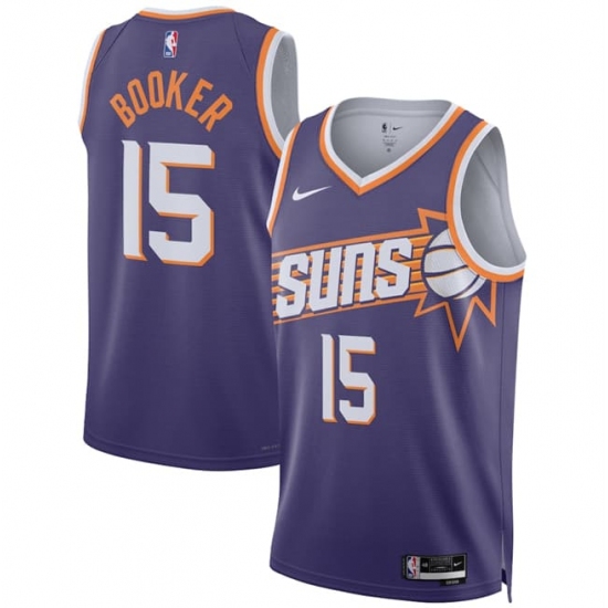 Men's Phoenix Suns #15 Devin Booker Purple 2026 Icon Edition Stitched Basketball Jersey