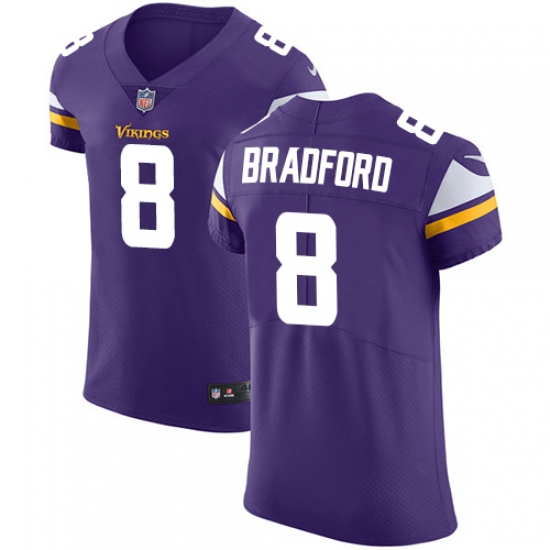 Men's Nike Minnesota Vikings #8 Sam Bradford Purple Team Color Vapor Untouchable Elite Player NFL Jersey - Ujersey
