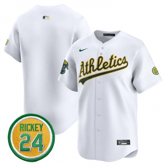 Men's Oakland Athletics Blank White 2024 Home Limited With Rickey Henderson Stitched Jersey - Ujersey