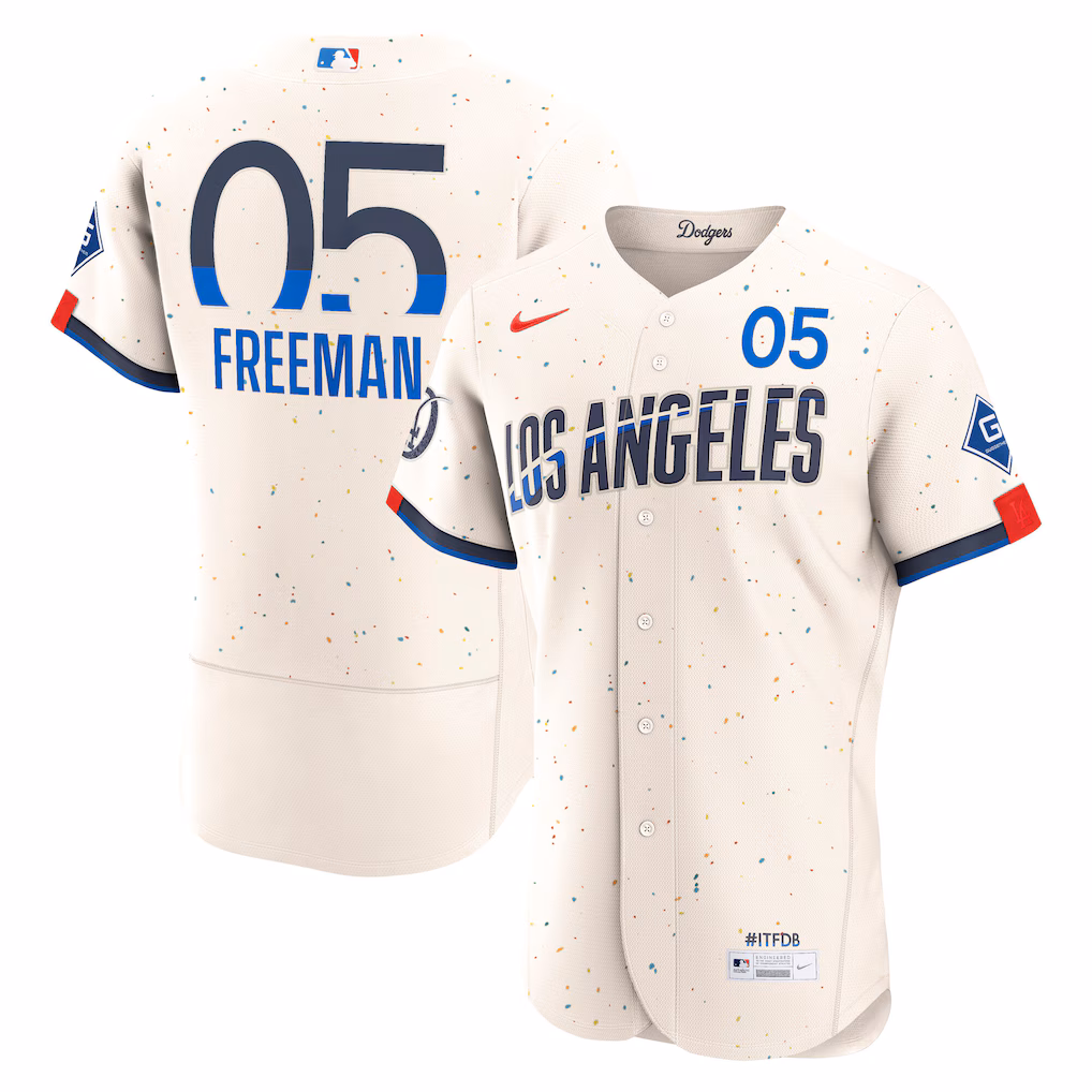 Men's Los Angeles Dodgers Freddie Freeman Nike Cream City Connect Authentic Sponsor Patch Jersey - Ujersey