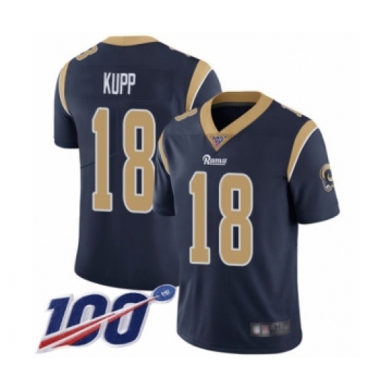 Men's Los Angeles Rams #18 Cooper Kupp Navy Blue Team Color Vapor Untouchable Limited Player 100th Season Football Jersey - Ujersey
