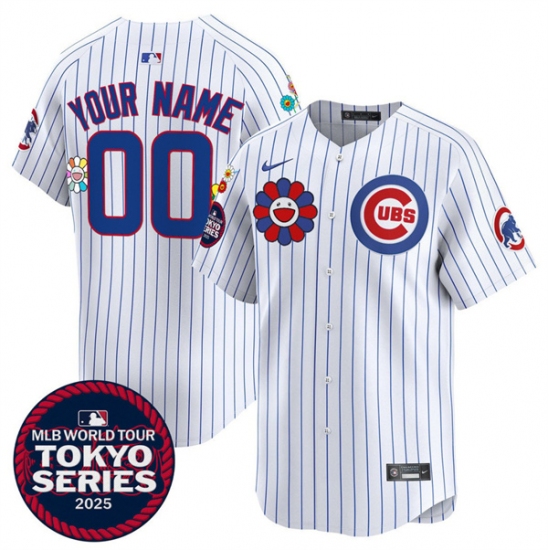 Men’s Chicago Cubs Active Player Custom White 2025 Tokyo Series Limited Stitched Baseball Jersey - Ujersey