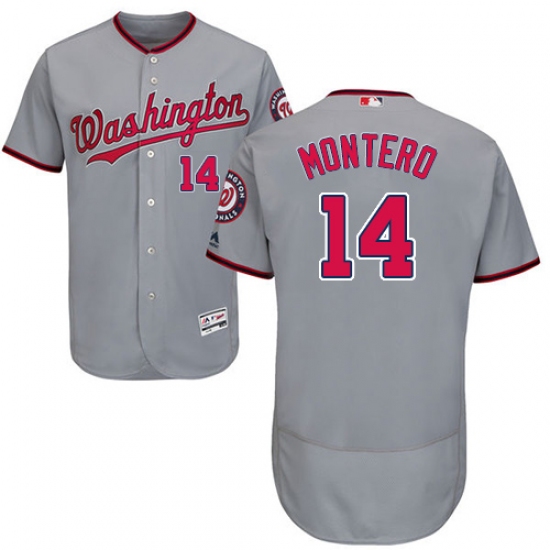 Men's Majestic Washington Nationals #14 Miguel Montero Grey Road Flex Base Authentic Collection MLB Jersey - Ujersey