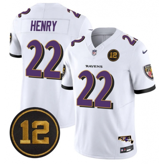 Men's Baltimore Ravens #22 Derrick Henry White 2025 F.U.S.E Jacoby Jones Vapor Limited Football Jersey - Ujersey
