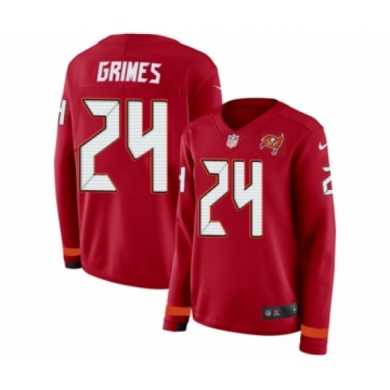 Women's Nike Tampa Bay Buccaneers #24 Brent Grimes Limited Red Therma Long Sleeve NFL Jersey - Ujersey