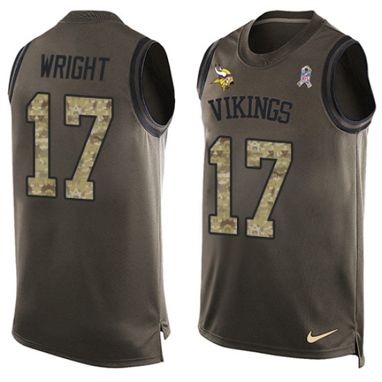 Men's Nike Minnesota Vikings #17 Jarius Wright Limited Green Salute to Service Tank Top NFL Jersey - Ujersey